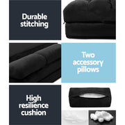 Artiss Floor Lounge Sofa Bed 2-seater Charcoal Suede FLOOR-SBL-170SUE-CHA