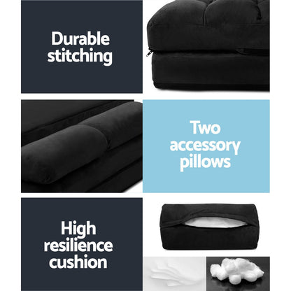 Artiss Floor Lounge Sofa Bed 2-seater Charcoal Suede FLOOR-SBL-170SUE-CHA