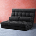 Artiss Floor Lounge Sofa Bed 2-seater Charcoal Suede FLOOR-SBL-170SUE-CHA