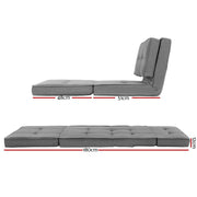 Artiss Floor Lounge Single Sofa Bed Grey Fabric FLOOR-SBL-19LIN-LI-GY