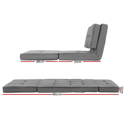 Artiss Floor Lounge Single Sofa Bed Grey Fabric FLOOR-SBL-19LIN-LI-GY
