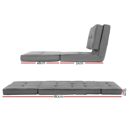 Artiss Floor Lounge Single Sofa Bed Grey Fabric FLOOR-SBL-19LIN-LI-GY