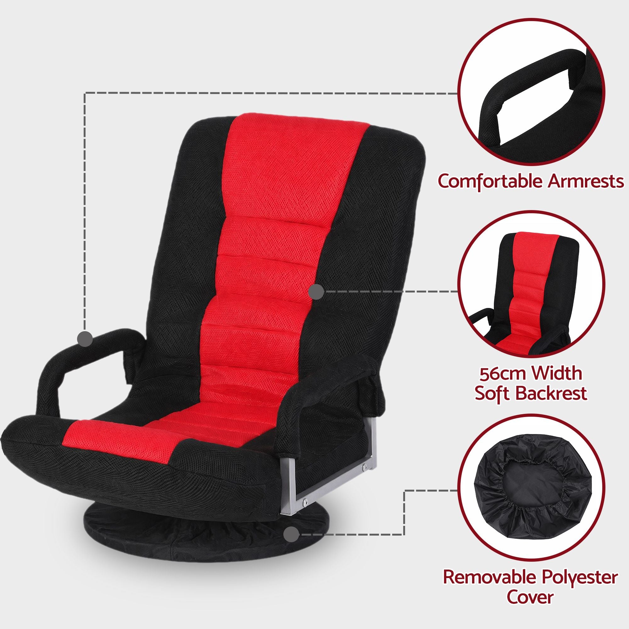 Artiss Floor Gaming Chair with 360 Swivel, 6-Position Backrest for Gaming