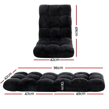 Artiss 4X Lounge Sofa Bed Flannel Fabric Black FLOOR-SBL-M193-S-BKX4