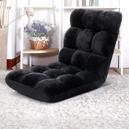 Artiss 4X Lounge Sofa Bed Flannel Fabric Black FLOOR-SBL-M193-S-BKX4