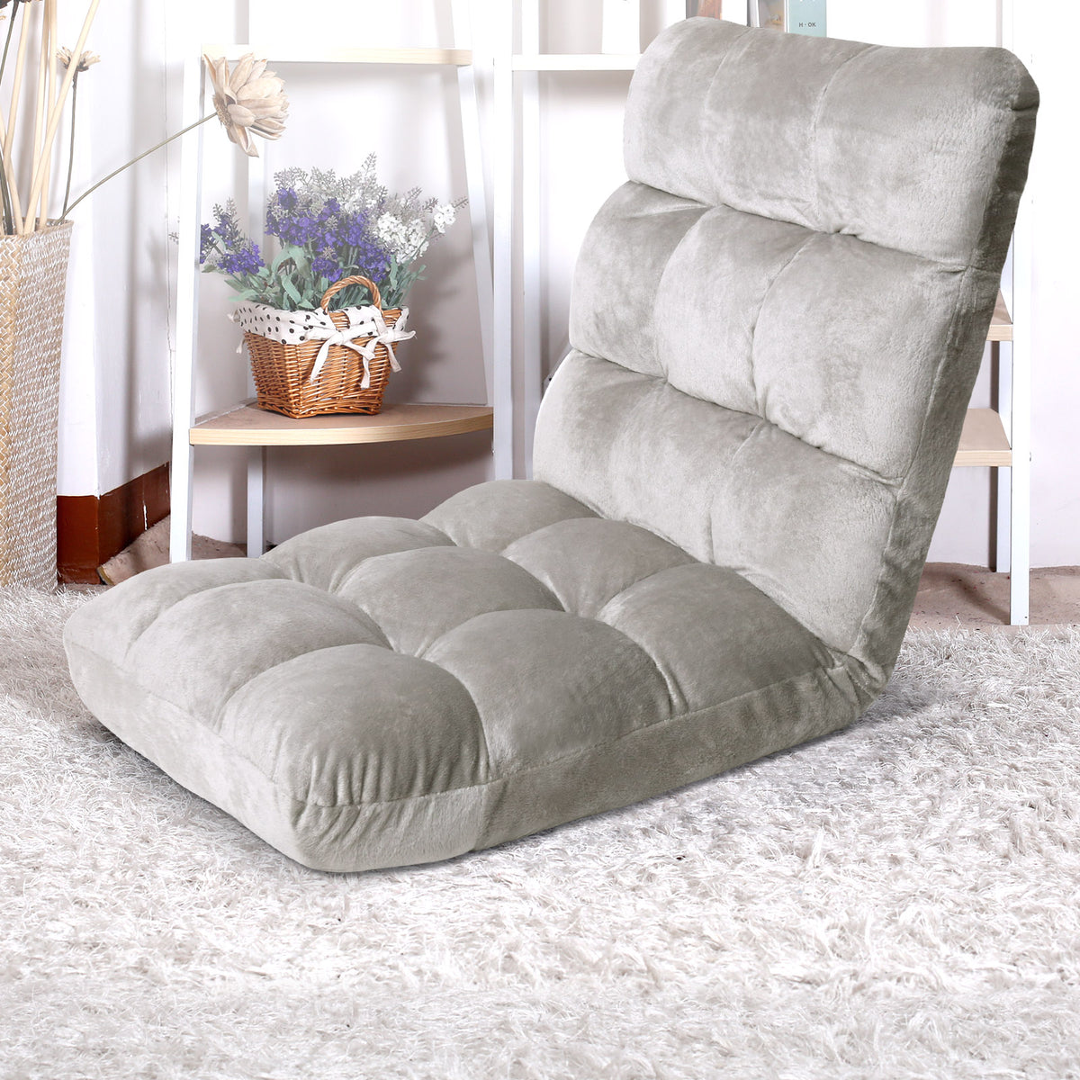 Artiss Lounge Sofa Bed Flannel Fabric Grey FLOOR-SBL-M193-S-GY