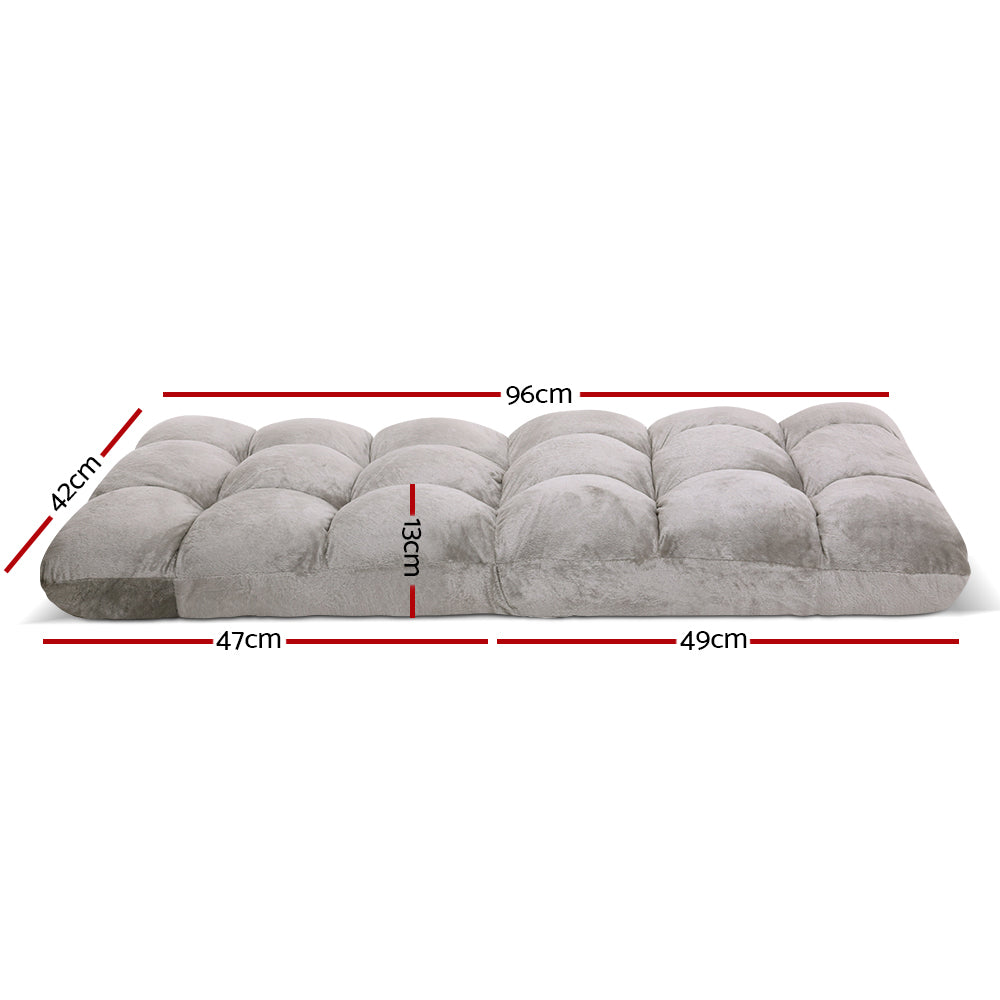 Artiss Lounge Sofa Bed Flannel Fabric Grey FLOOR-SBL-M193-S-GY