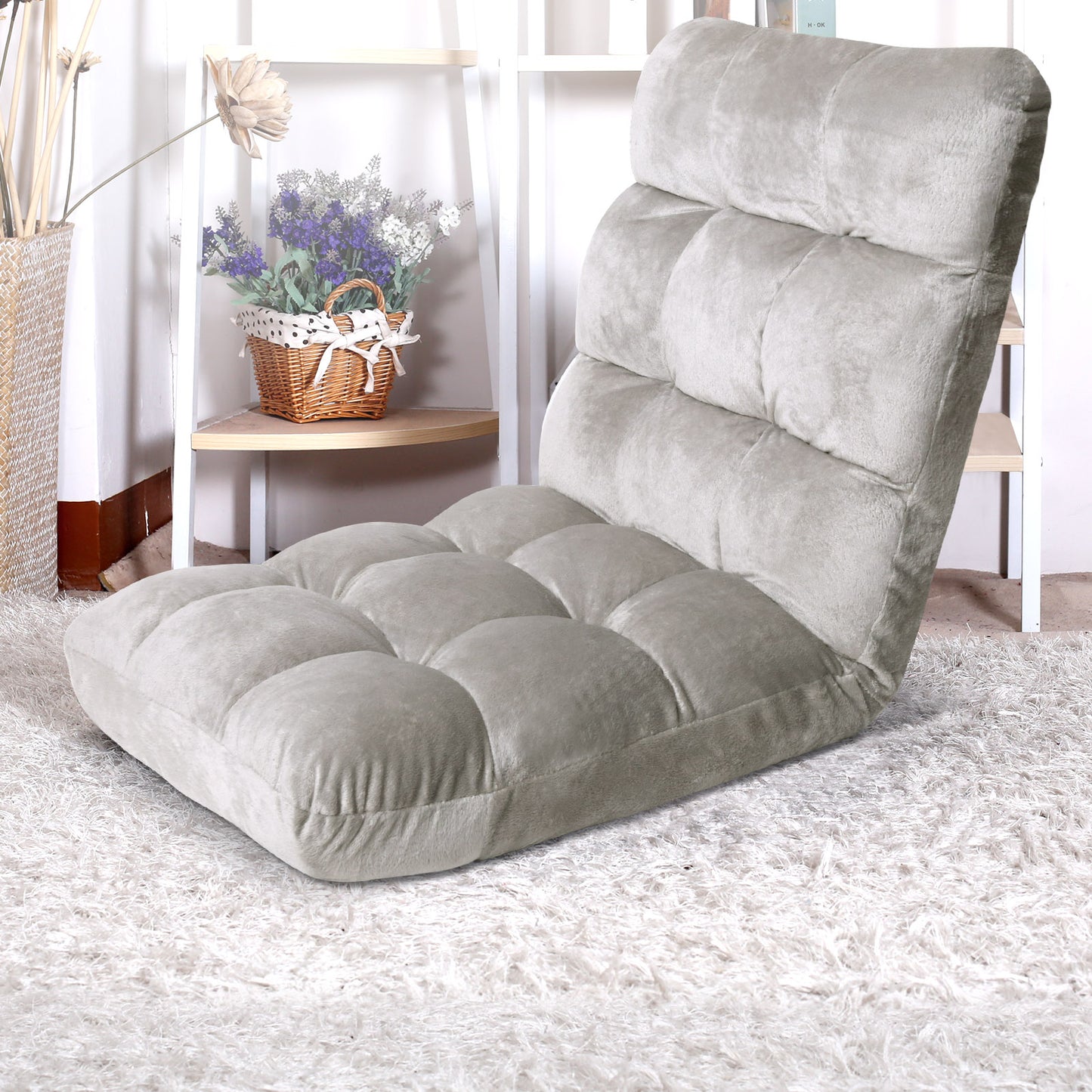 Artiss Lounge Sofa Bed Flannel Fabric Grey FLOOR-SBL-M193-S-GY