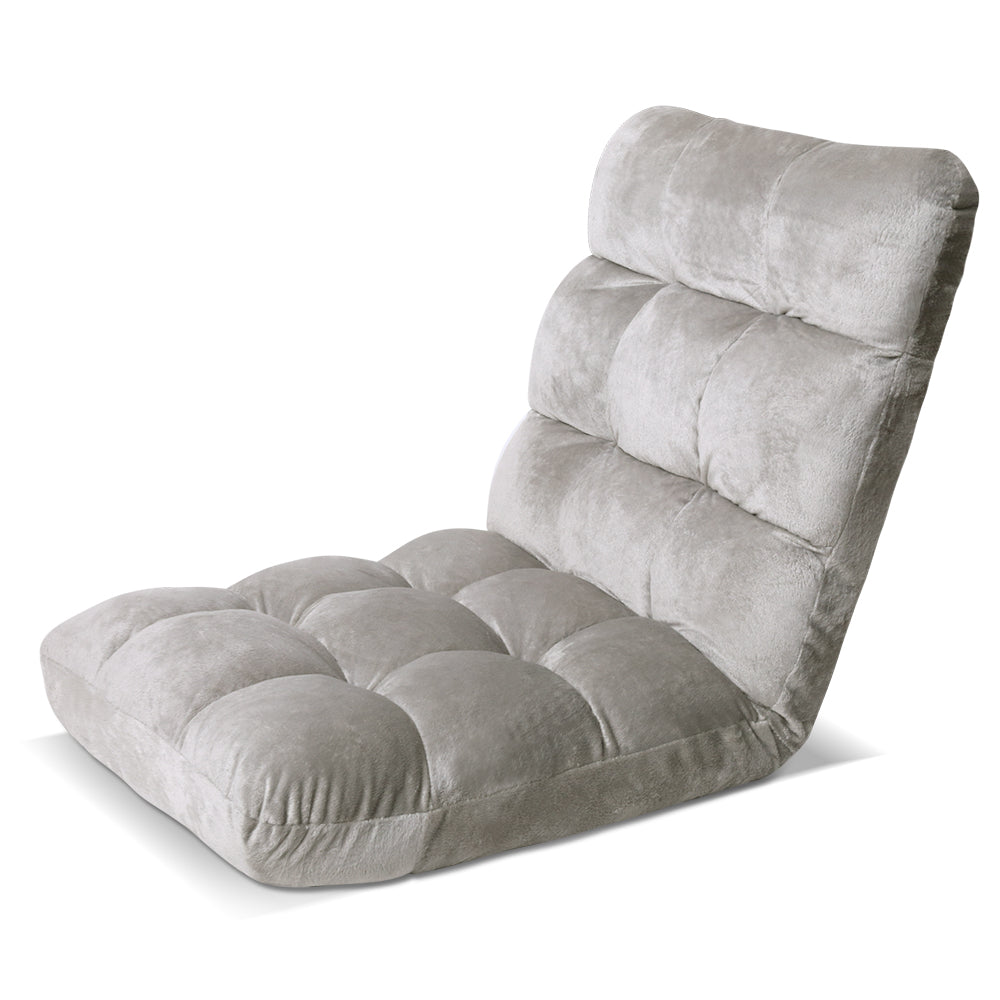 Artiss Lounge Sofa Bed Flannel Fabric Grey FLOOR-SBL-M193-S-GY