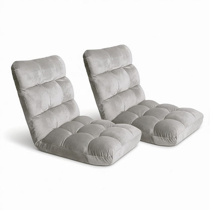 Artiss 2X Lounge Sofa Bed Flannel Fabric Grey FLOOR-SBL-M193-S-GYX2