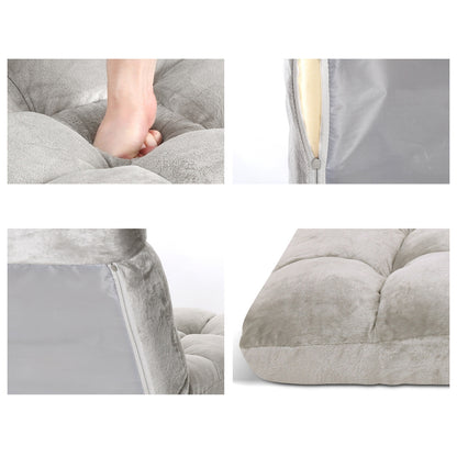 Artiss 2X Lounge Sofa Bed Flannel Fabric Grey FLOOR-SBL-M193-S-GYX2