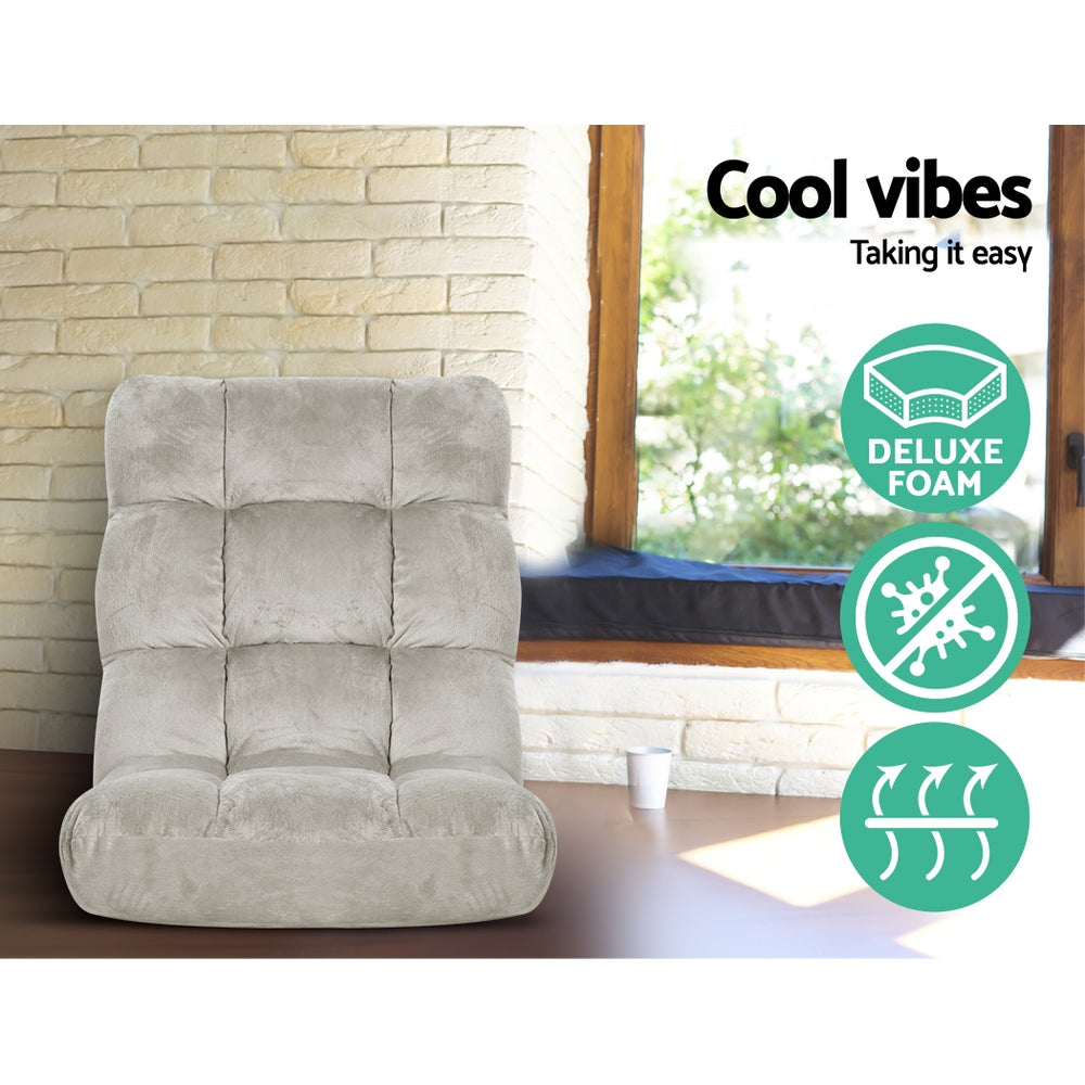 Artiss 2X Lounge Sofa Bed Flannel Fabric Grey FLOOR-SBL-M193-S-GYX2