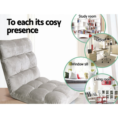 Artiss 2X Lounge Sofa Bed Flannel Fabric Grey FLOOR-SBL-M193-S-GYX2