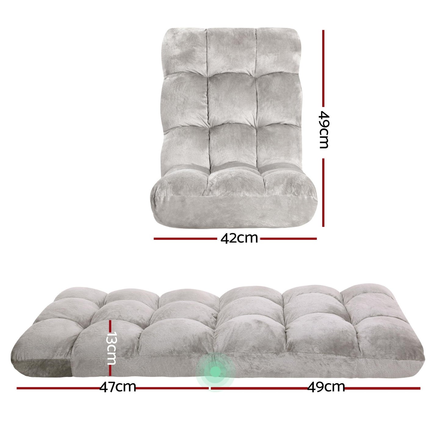 Artiss 4X Lounge Sofa Bed Flannel Fabric Grey FLOOR-SBL-M193-S-GYX4