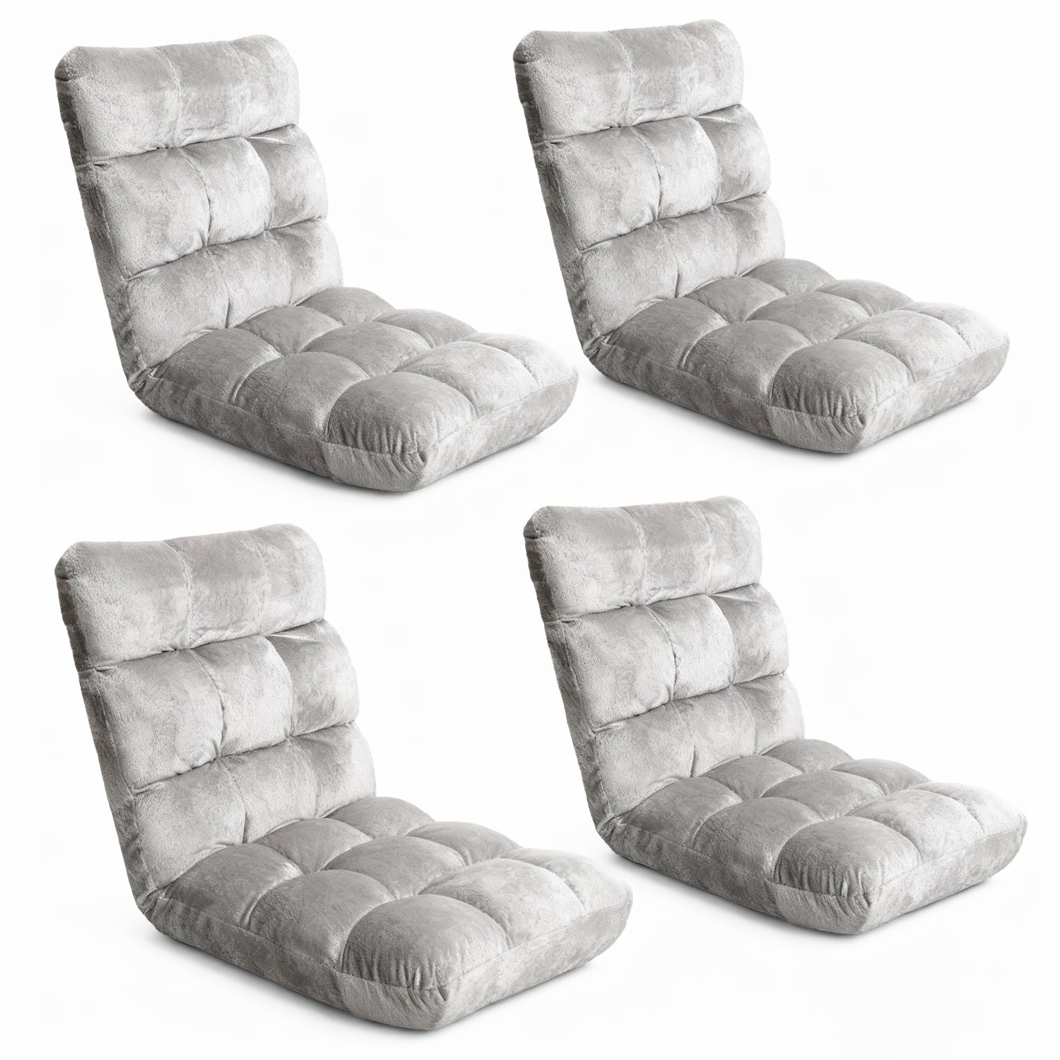 Artiss 4X Lounge Sofa Bed Flannel Fabric Grey FLOOR-SBL-M193-S-GYX4