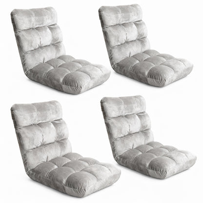Artiss 4X Lounge Sofa Bed Flannel Fabric Grey FLOOR-SBL-M193-S-GYX4