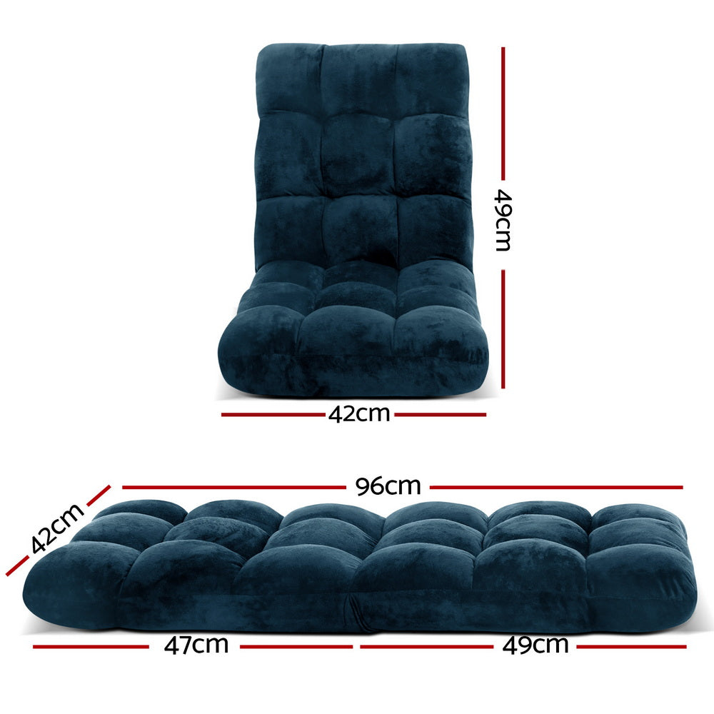Artiss Floor Lounge Sofa Bed Flannel Fabric Navy FLOOR-SBL-M193-S-NA