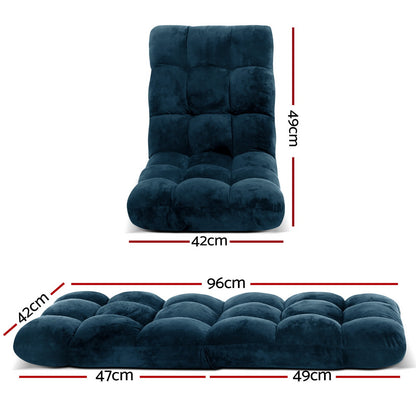 Artiss Floor Lounge Sofa Bed Flannel Fabric Navy FLOOR-SBL-M193-S-NA
