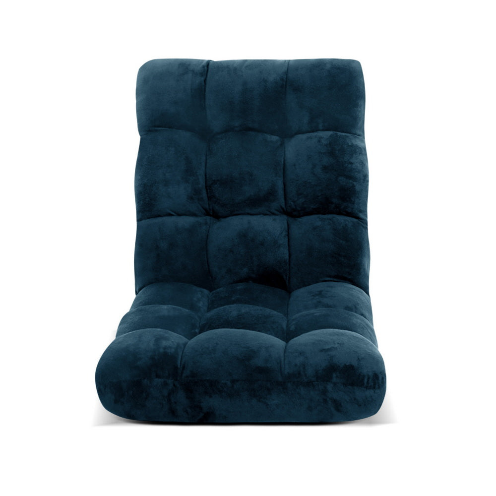 Artiss Floor Lounge Sofa Bed Flannel Fabric Navy FLOOR-SBL-M193-S-NA