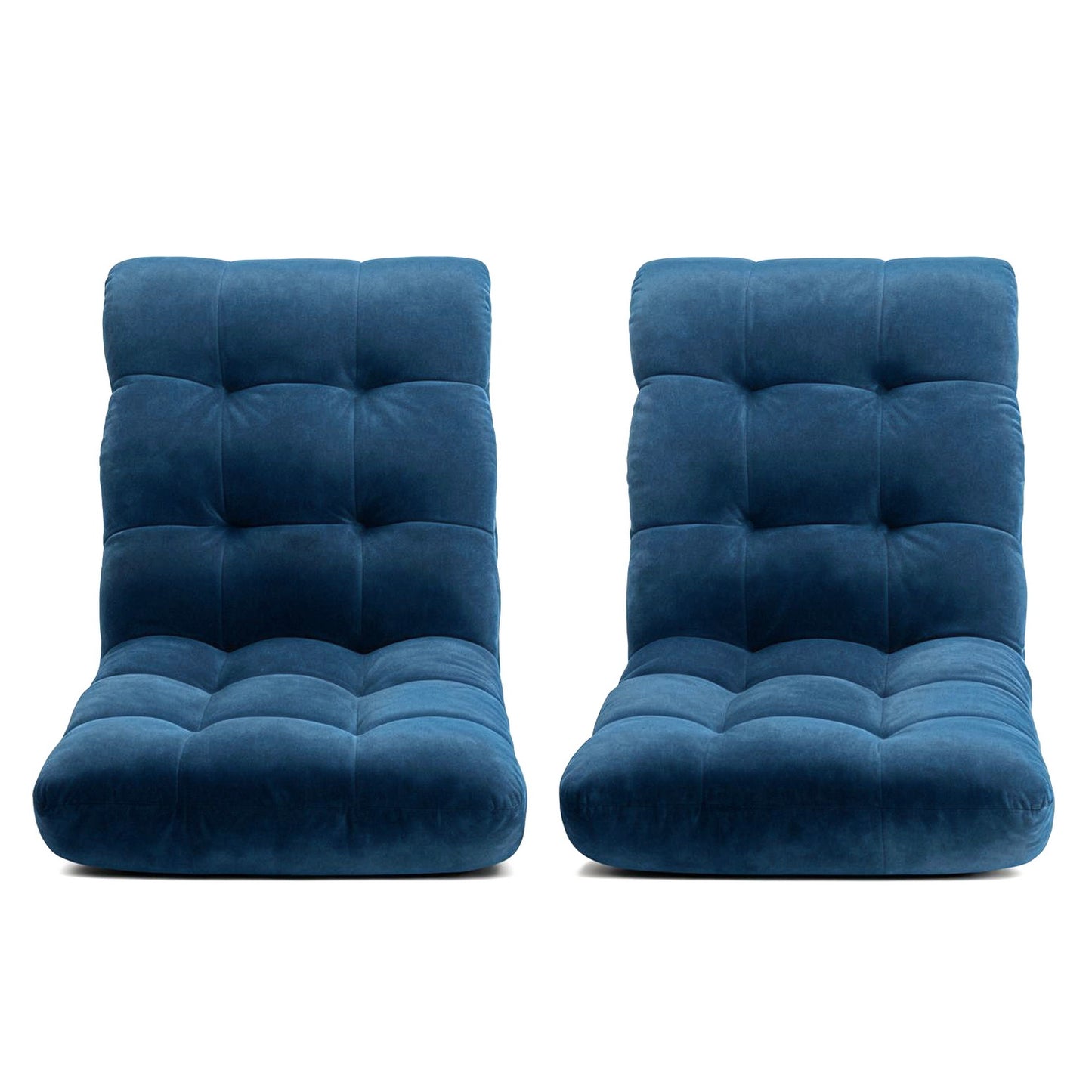 Artiss 2PCS Floor Lounge Sofa Bed Flannel Fabric Navy FLOOR-SBL-M193-S-NAX2