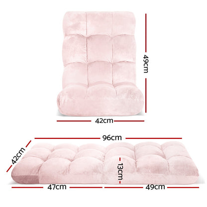 Artiss Floor Lounge Sofa Bed Flannel Fabric Pink FLOOR-SBL-M193-S-PK