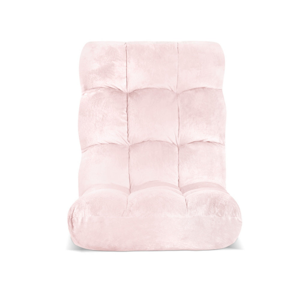 Artiss Floor Lounge Sofa Bed Flannel Fabric Pink FLOOR-SBL-M193-S-PK