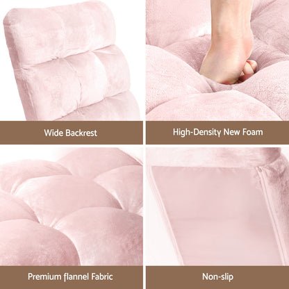 Artiss 2PCS Floor Lounge Sofa Bed Flannel Fabric Pink FLOOR-SBL-M193-S-PKX2