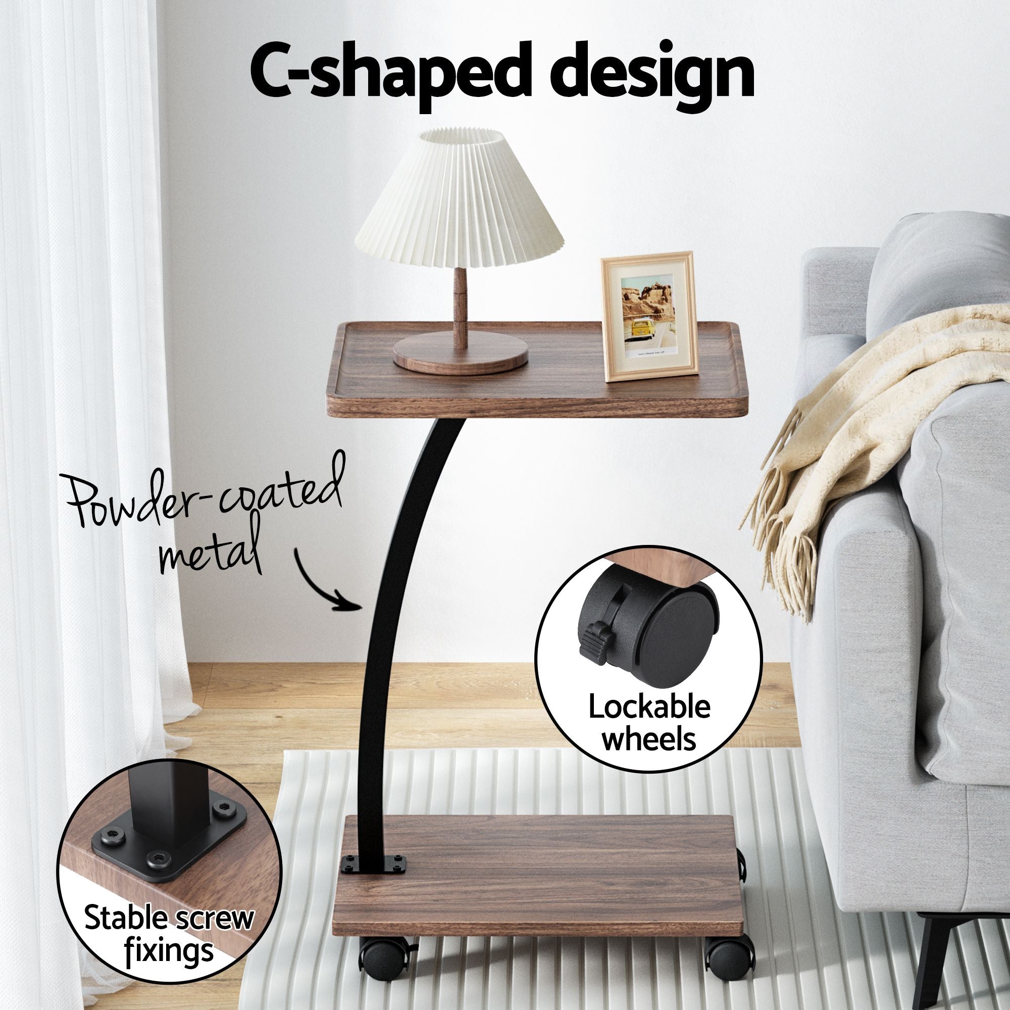 Artiss Floor Lounge 360 degrees Swivel Foldable Sofa Chair and Side Table with Castors Set FLOOR-SET-03LIN-COF07