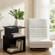 Artiss Swivel Floor Chair and Bedside Table with Charging Station Set FLOOR-SET-03LIN-S-BS