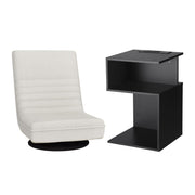 Artiss Swivel Floor Chair and Bedside Table with Charging Station Set FLOOR-SET-03LIN-S-BS