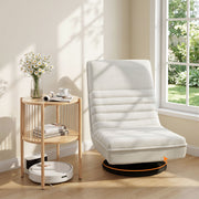Artiss Floor Lounge Folding Swivel Sofa Chair and 2 Tier Round End Side Table Set FLOOR-SET-03LIN-Z-COF