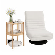 Artiss Floor Lounge Folding Swivel Sofa Chair and 2 Tier Round End Side Table Set FLOOR-SET-03LIN-Z-COF