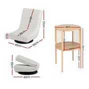 Artiss Floor Lounge Folding Swivel Sofa Chair and 2 Tier Round End Side Table Set FLOOR-SET-03LIN-Z-COF