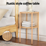 Artiss Floor Lounge Folding Swivel Sofa Chair and 2 Tier Round End Side Table Set FLOOR-SET-03LIN-Z-COF