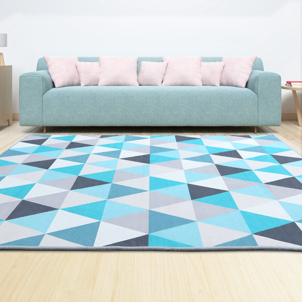 Artiss Rug 200x290cm Area Rug Large Carpet Soft Short Pile Modern Tria FLR-1888-200X290-BG-BL
