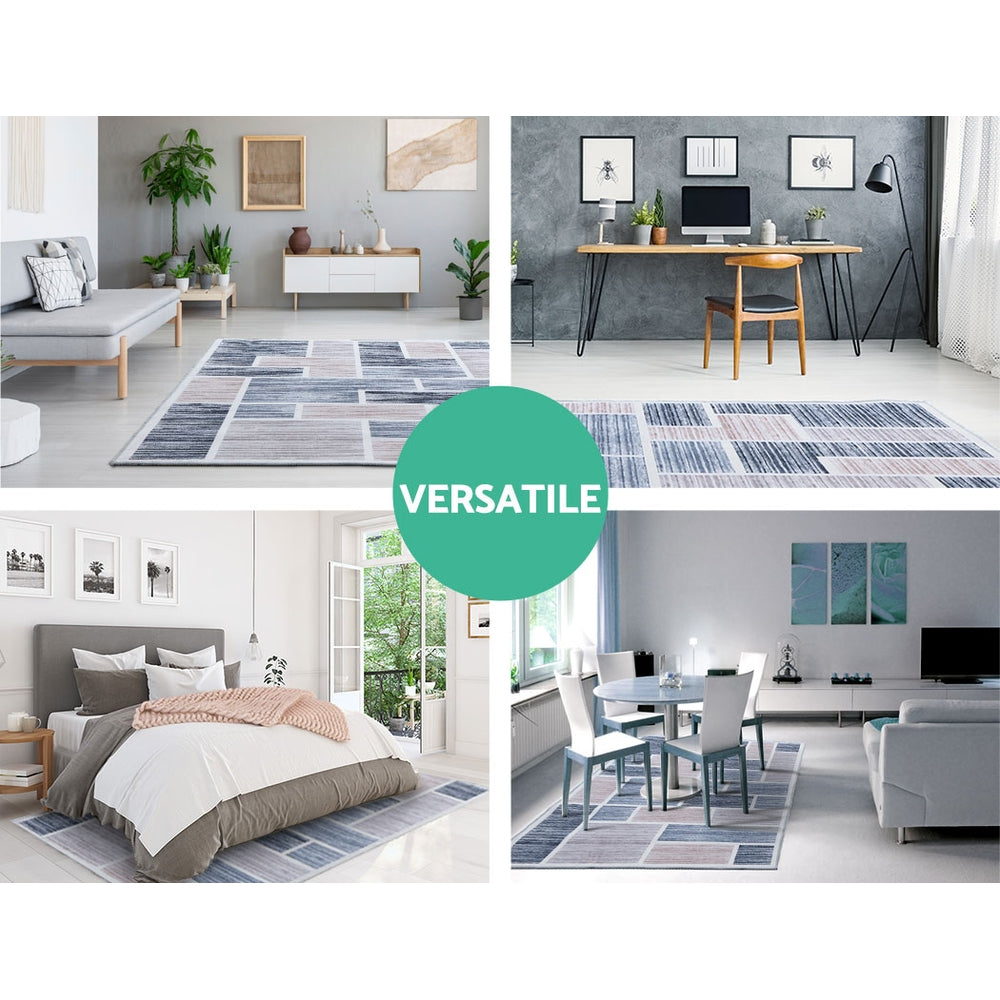 Artiss Rug 160x230cm Area Rug Large Carpet Soft Short Pile Modern Oblo FLR-2130-160X230-BG-GR