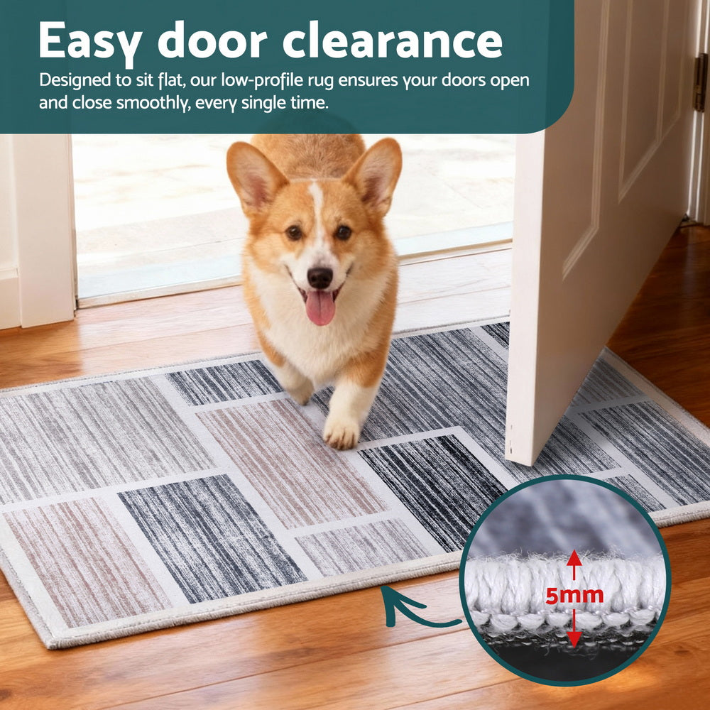 Artiss Floor Rug 50X80cm Doormat Soft Velvet Non-Slip Bath Mat Small Modern FLR-2130-50X80-GR