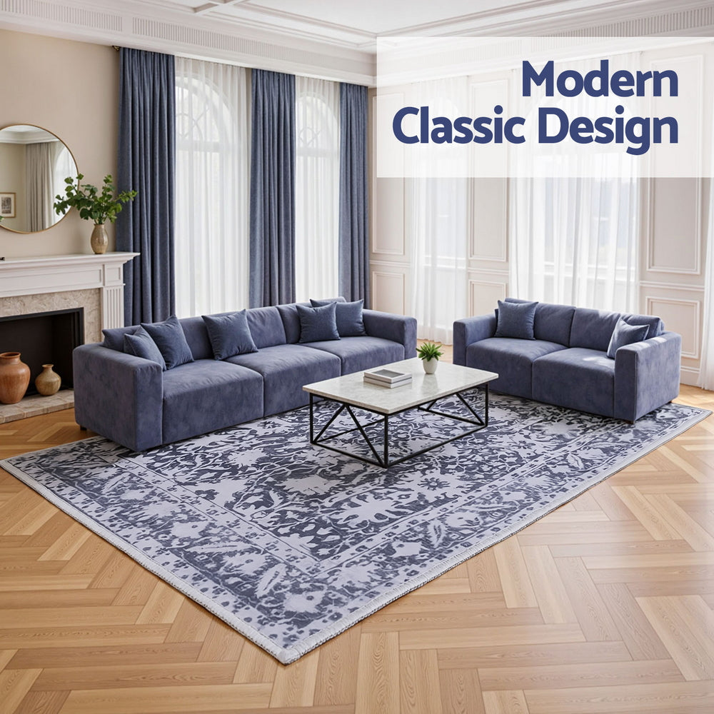 Artiss Floor Rug 240X340cm Soft Velvet Washable Modern Area Rug Floor Carpet Mat FLR-2133-240X340-GR