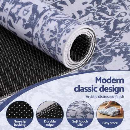 Artiss Hallway Runner Rug 80x180cm Soft Velvet Washable Modern Kitchen Mat FLR-2133-80X180-GR