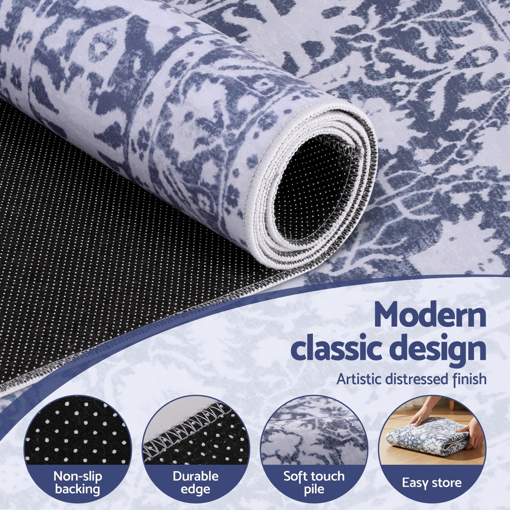 Artiss Hallway Runner Rug 80X300cm Soft Velvet Washable Modern Kitchen Mat FLR-2133-80X300-GR