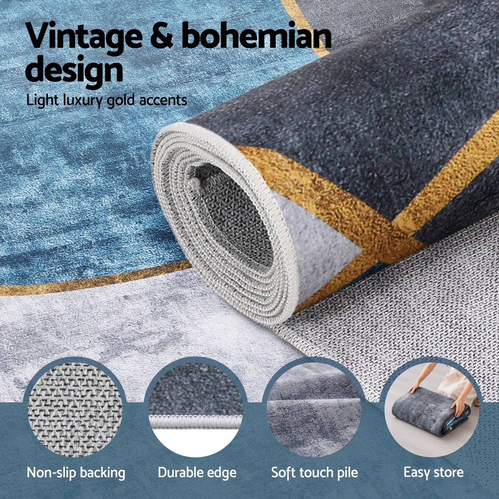 Artiss Washable Floor Rug 160X230cm Large Geometric Area Rug Modern Floor Carpet FLR-2846-160X230-BLGY