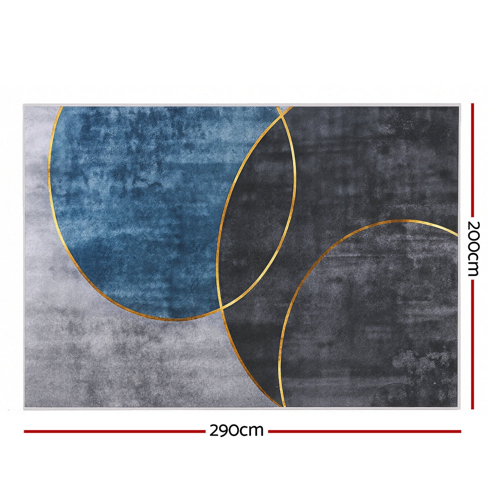 Artiss Washable Floor Rug 200X290cm Large Geometric Area Rug Modern Floor Carpet FLR-2846-200X290-BLGY