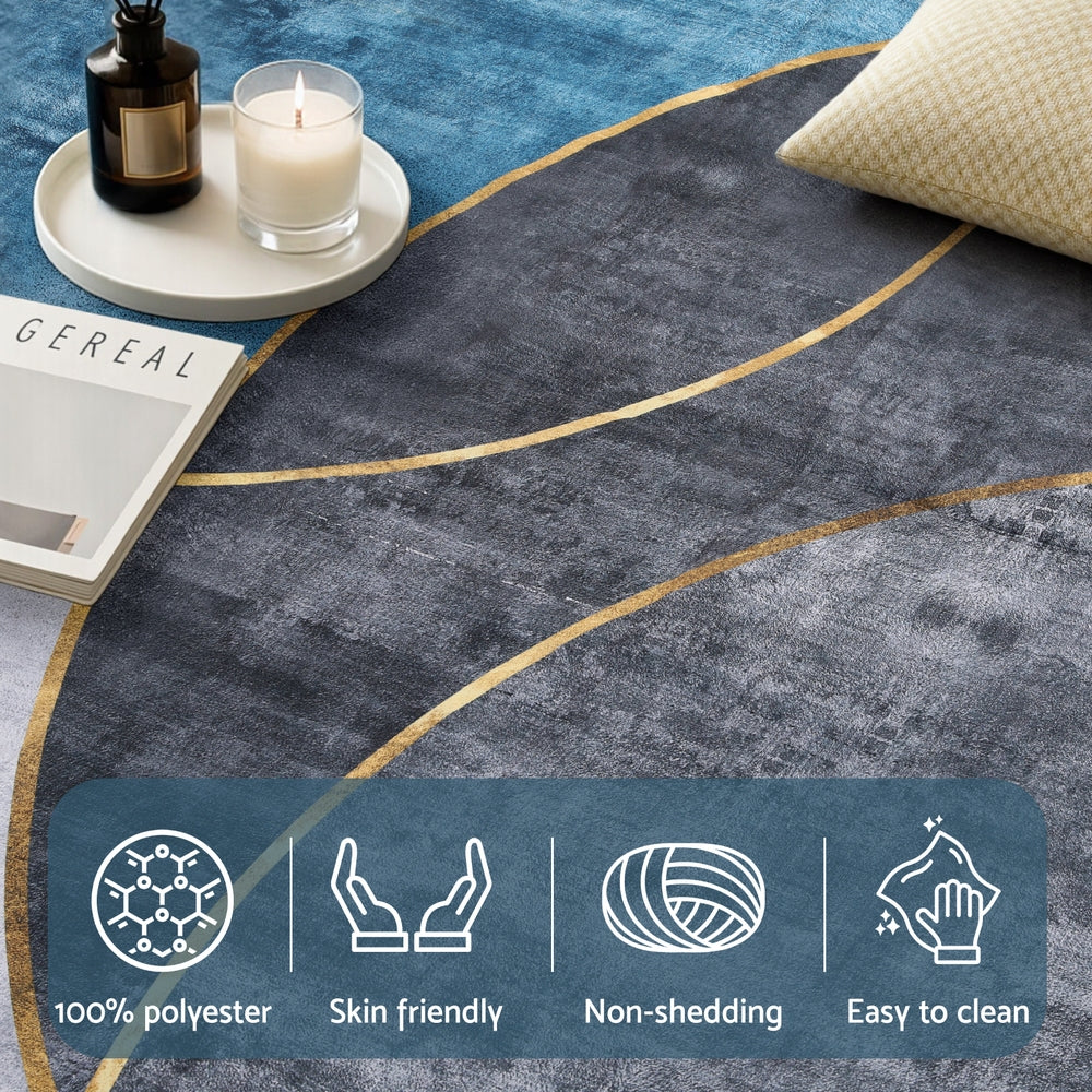 Artiss Washable Floor Rug 200X290cm Large Geometric Area Rug Modern Floor Carpet FLR-2846-200X290-BLGY