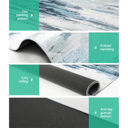Artiss Rug 160x230cm Area Rug Washable Mat Large Carpet Soft Short Pile Poca FLR-4233-160X230-BG-GR