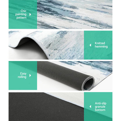 Artiss Rug 200x290cm Area Rug Washable Mat Large Carpet Soft Short Pile Poca FLR-4233-200X290-BG-GR