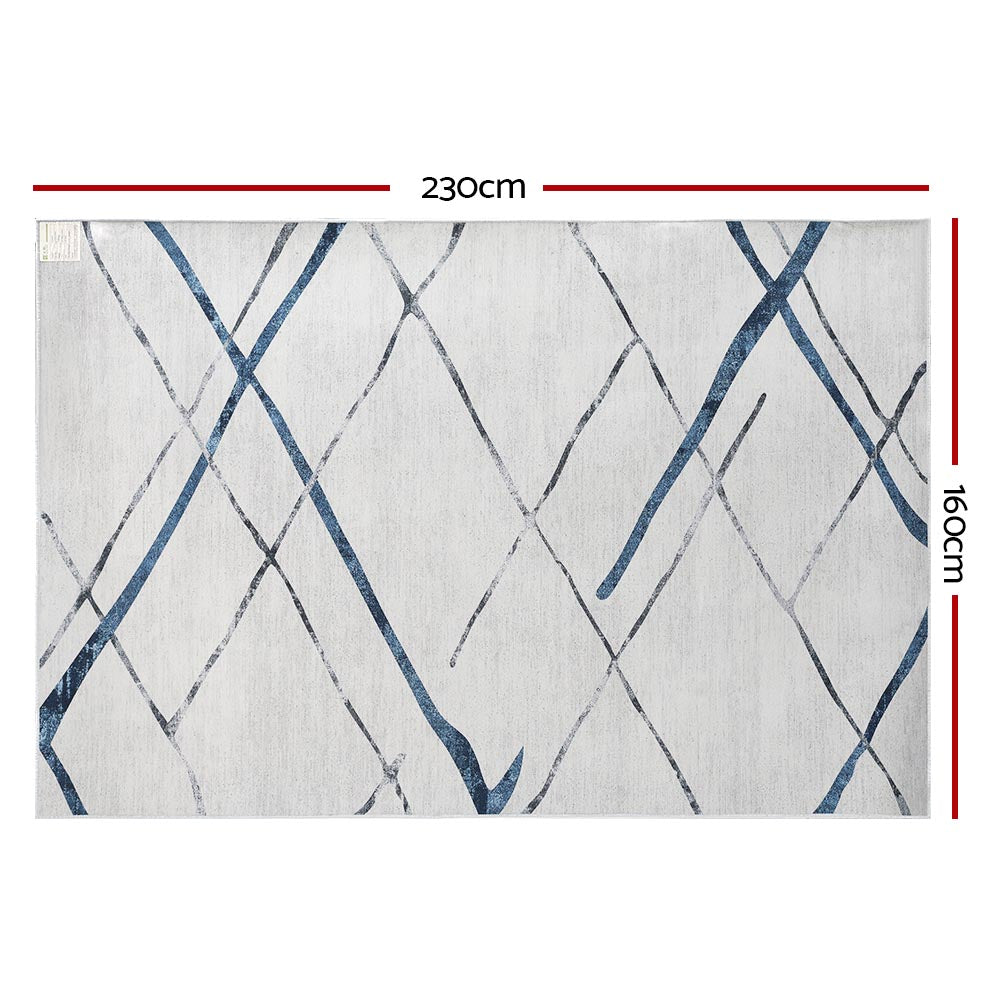Artiss Rug 160x230cm Area Rug Washable Mat Large Carpet Soft Short Pile Jaca FLR-4353-160X230-BL-GR