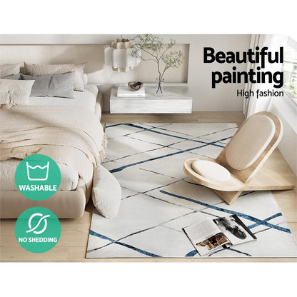 Artiss Rug 160x230cm Area Rug Washable Mat Large Carpet Soft Short Pile Jaca FLR-4353-160X230-BL-GR