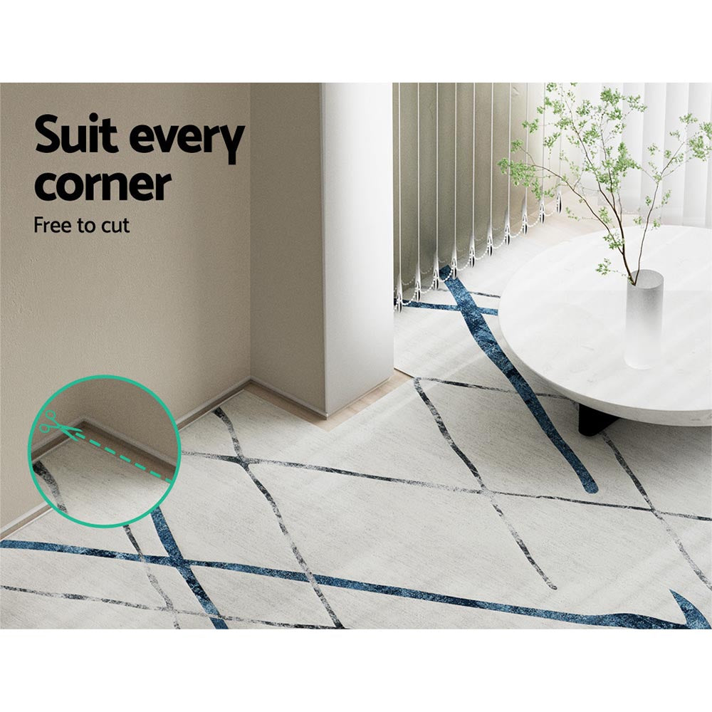 Artiss Rug 160x230cm Area Rug Washable Mat Large Carpet Soft Short Pile Jaca FLR-4353-160X230-BL-GR