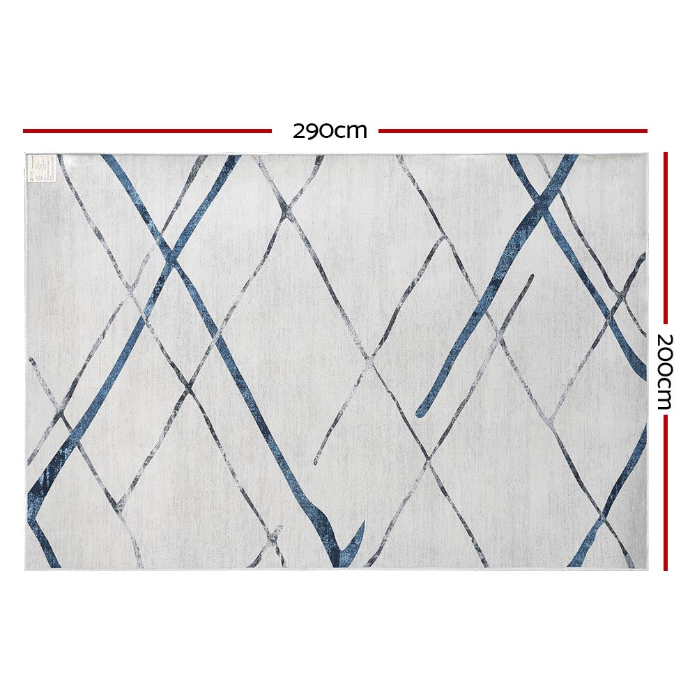 Artiss Rug 200x290cm Area Rug Washable Mat Large Carpet Soft Short Pile Jaca FLR-4353-200X290-BL-GR