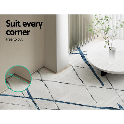 Artiss Rug 200x290cm Area Rug Washable Mat Large Carpet Soft Short Pile Jaca FLR-4353-200X290-BL-GR
